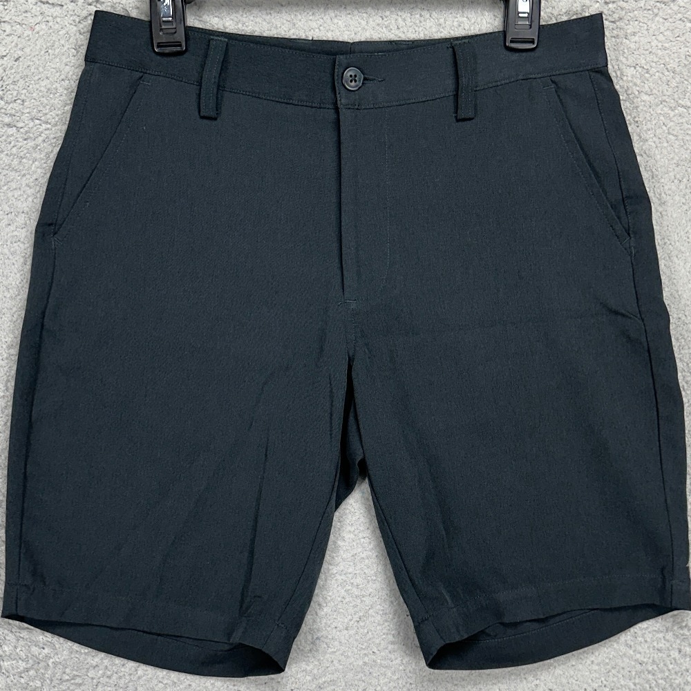 1764 Chino Golf Short Mens 30 Black Flat Front Pocket Stretch Athletic Comfort